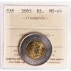 2005 Canada Two Dollar ICCS Certified MS65