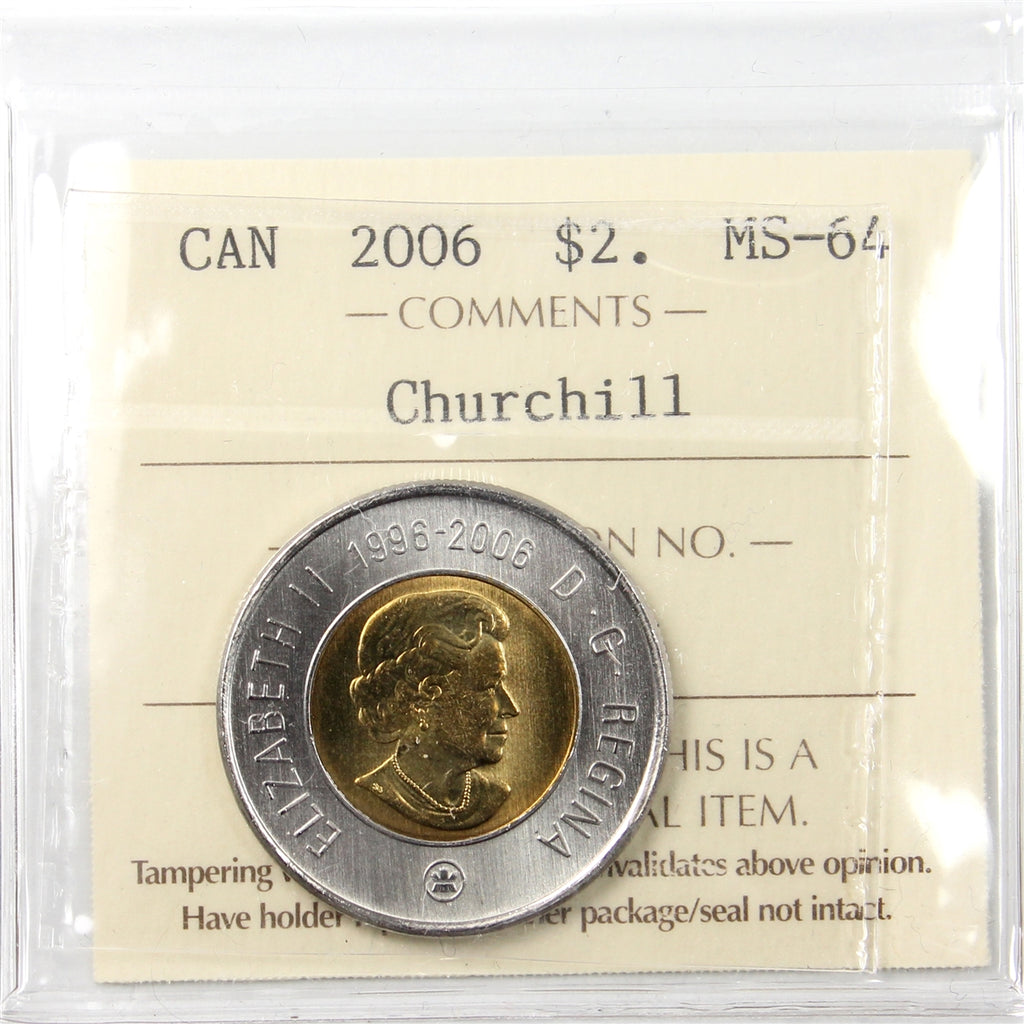 2006 Churchill Canada Two Dollar ICCS Certified MS64