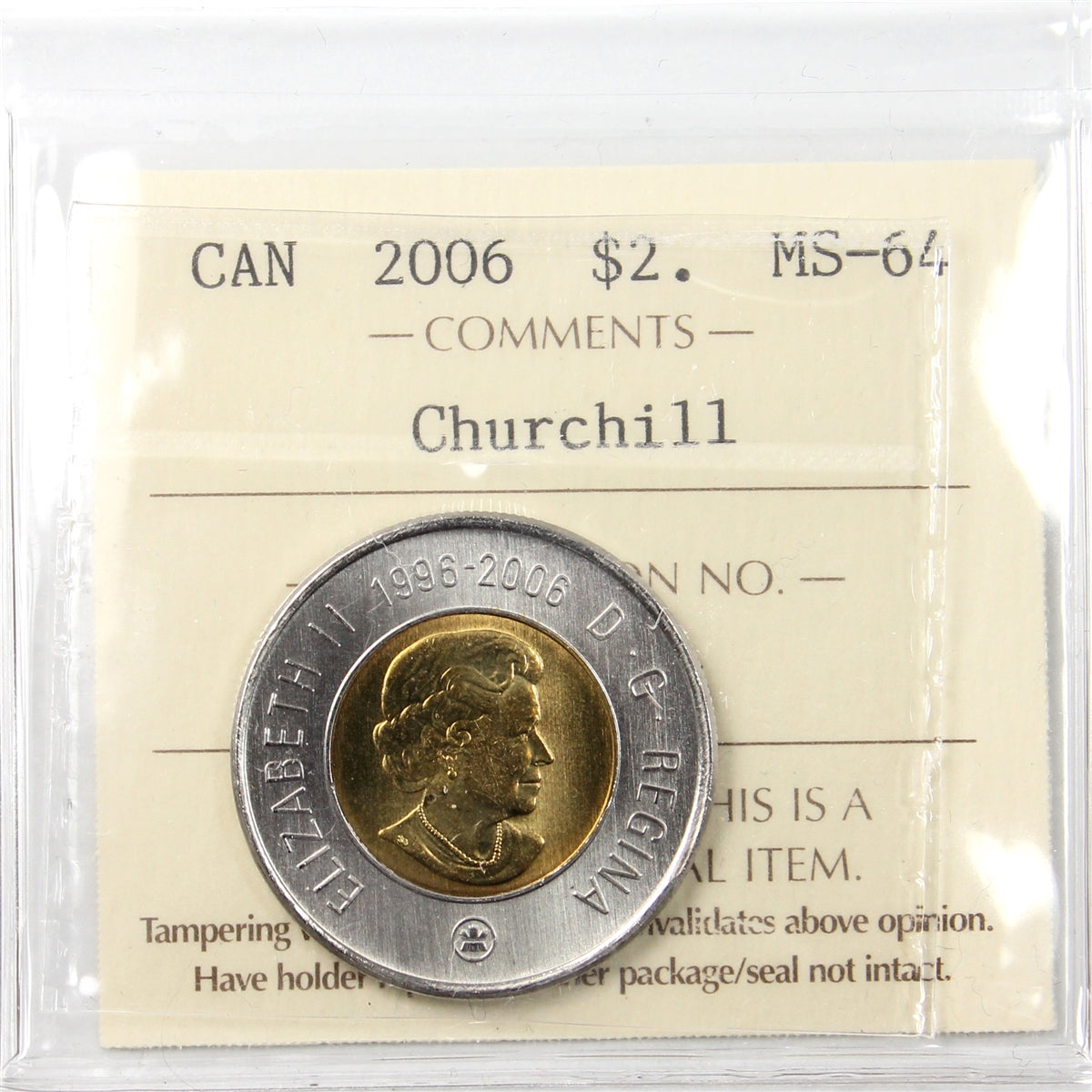 2006 Churchill Canada Two Dollar ICCS Certified MS64