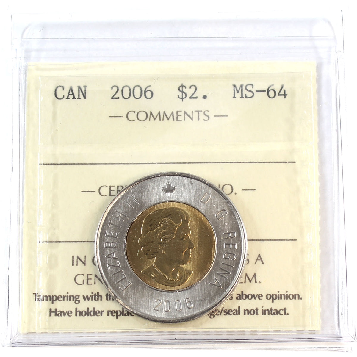 2006 Canada Two Dollar ICCS Certified MS64