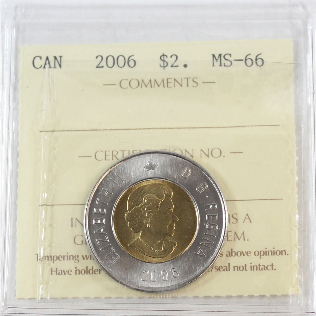 2006 Polar Bear Canada Two Dollar ICCS Certified MS66