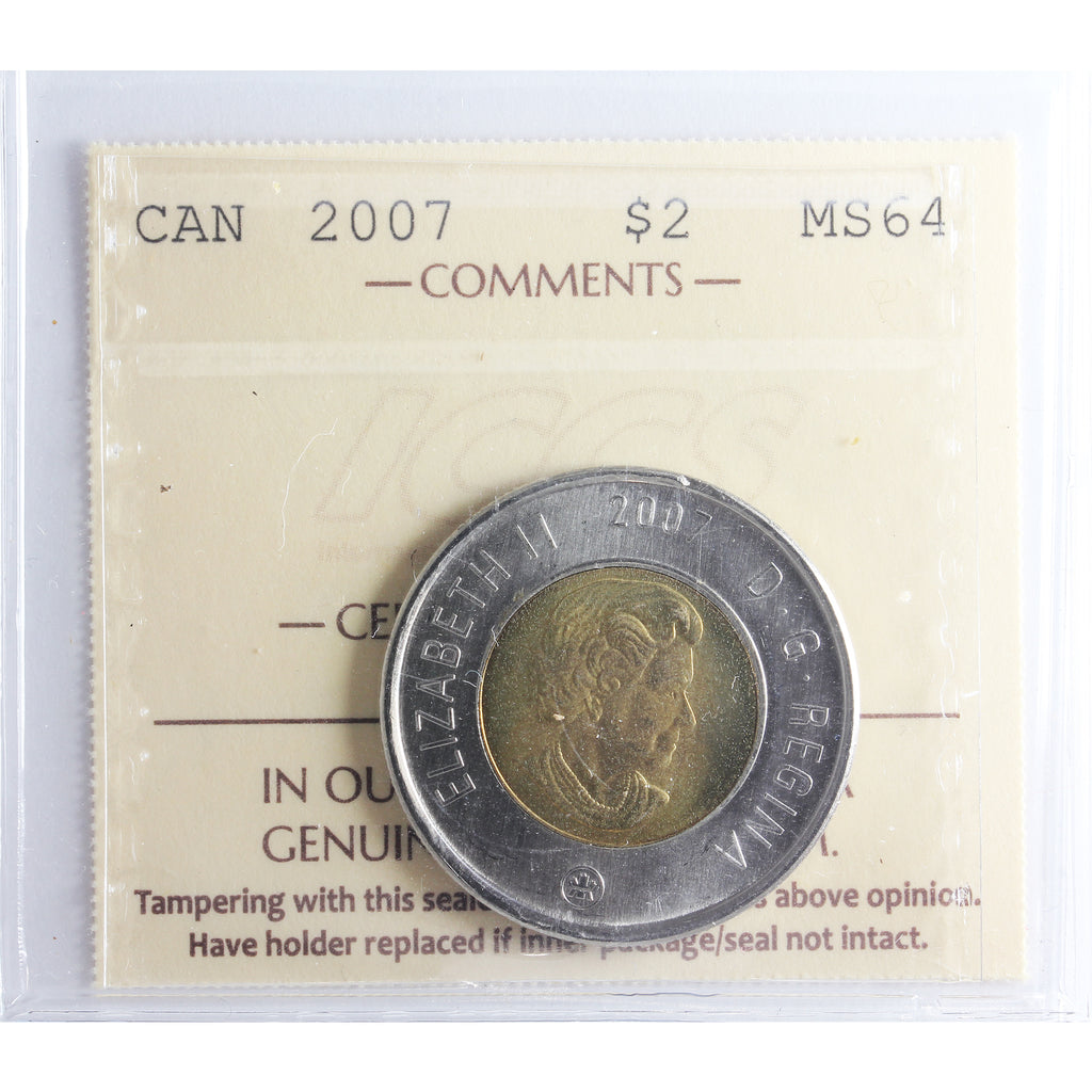 2007 Canada Two Dollar ICCS Certified MS64