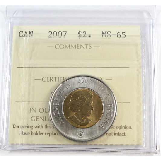 2007 Canada Two Dollar ICCS Certified MS65