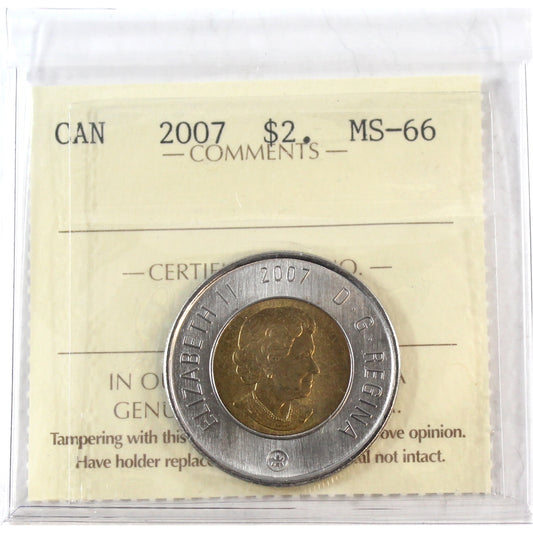 2007 Canada Two Dollar ICCS Certified MS66