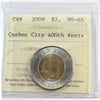 2008 Quebec City Canada Two Dollar ICCS Certified MS65