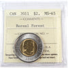 2011 Boreal Forest Canada Two Dollar ICCS Certified MS-65