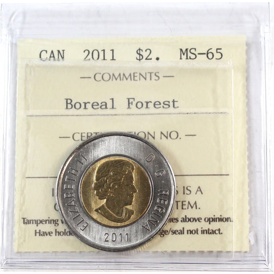 2011 Boreal Forest Canada Two Dollar ICCS Certified MS-65