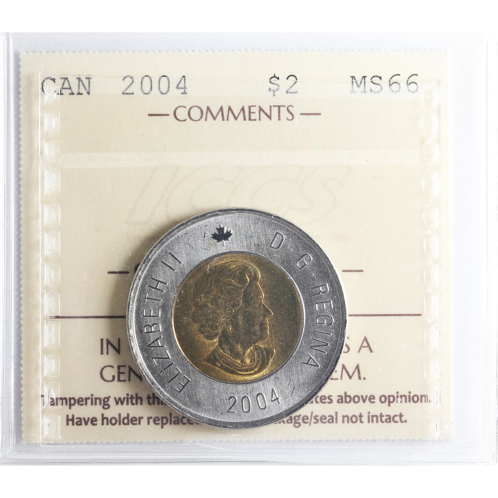 2004 Polar Bear Canada Two Dollar ICCS Certified MS66