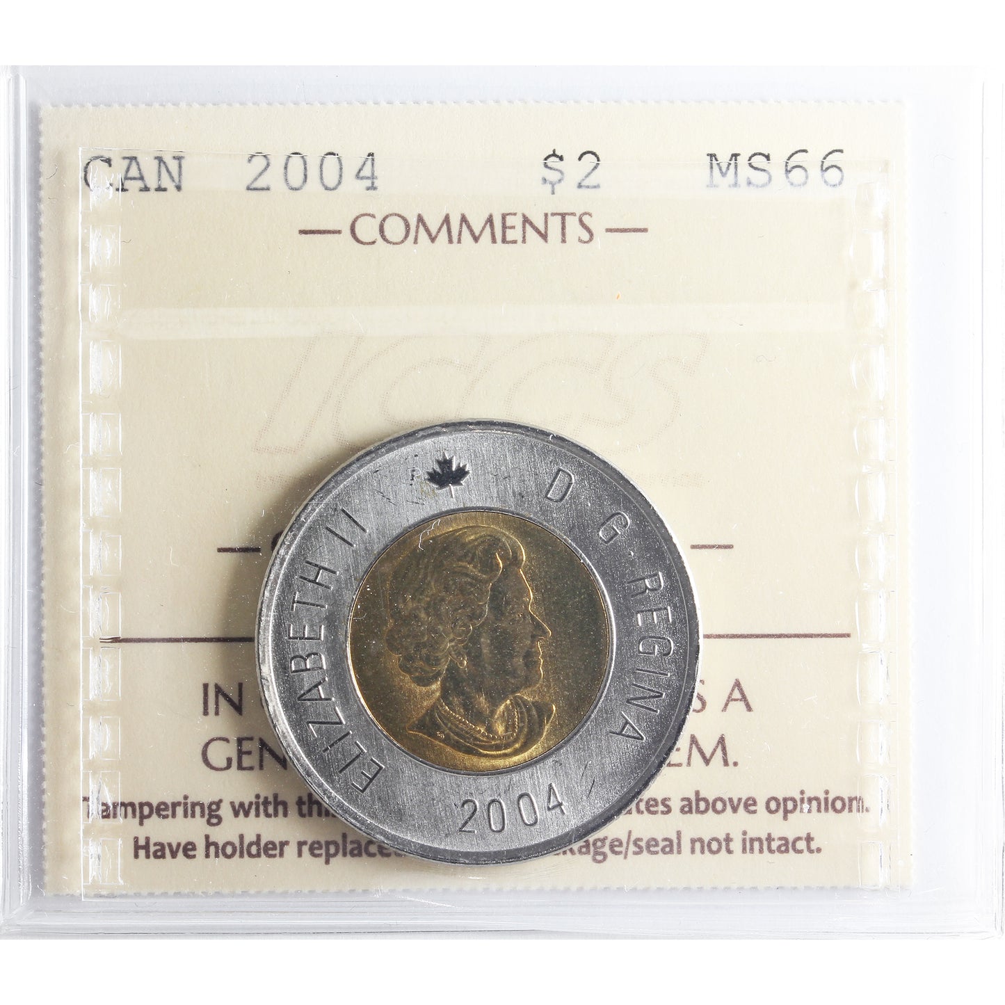 2004 Polar Bear Canada Two Dollar ICCS Certified MS66