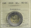 2018 Armistice Canada Two Dollar ICCS Certified MS66