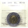 2002 Canada Two Dollar ICCS Certified MS64
