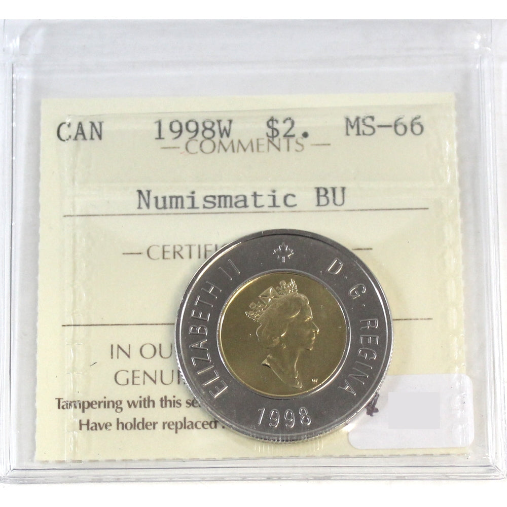 1998W Polar Bear Canada Two Dollar ICCS MS66 NBU