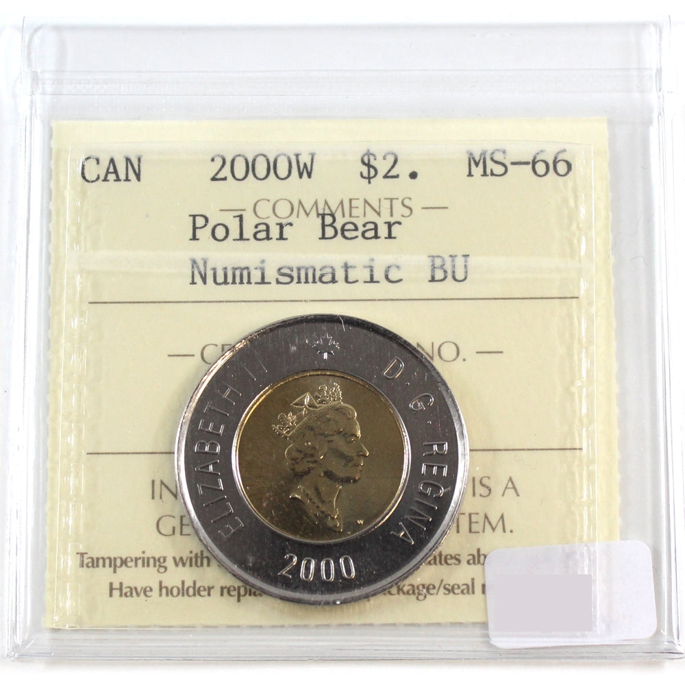 2000W Polar Bear Canada Two Dollar ICCS MS66 NBU