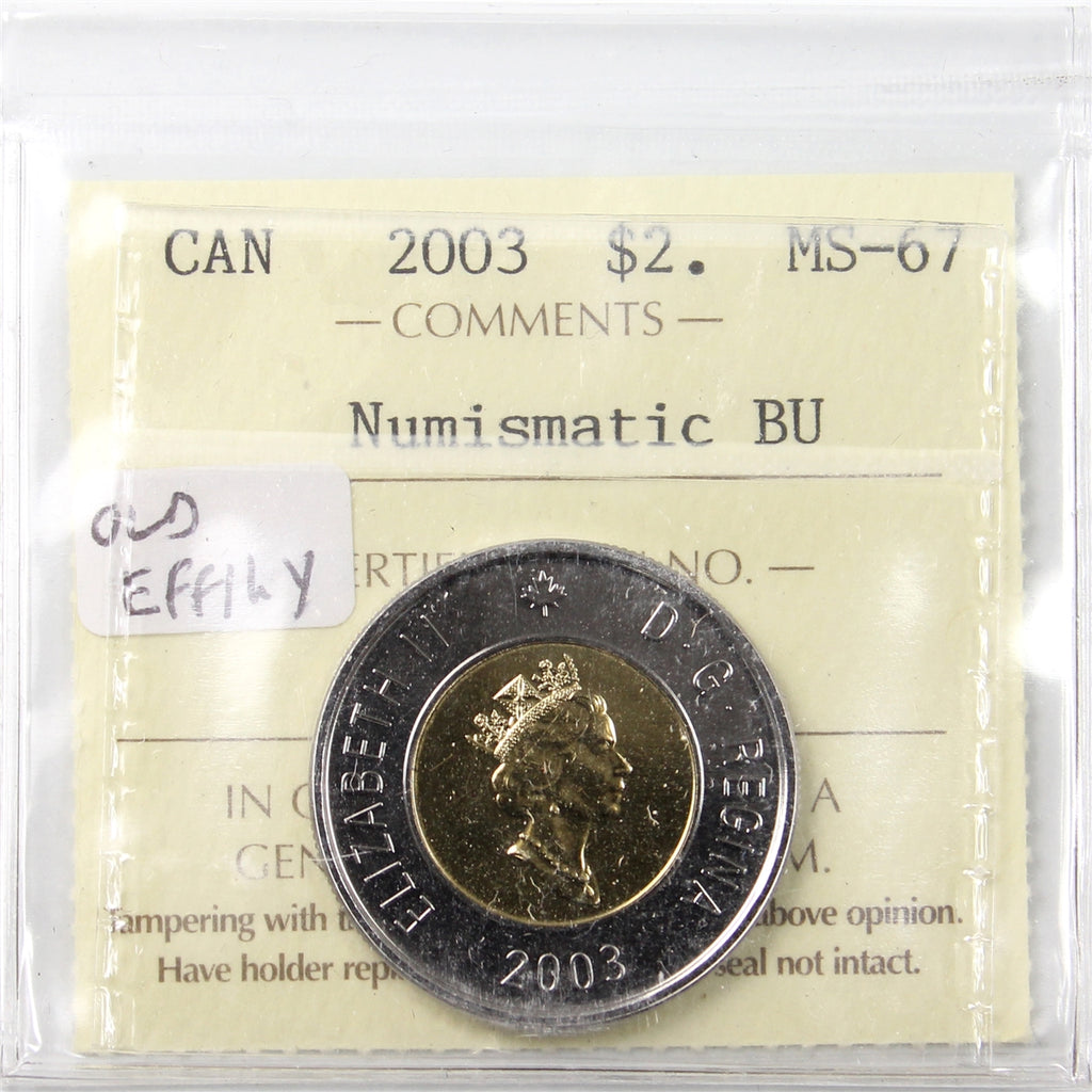 2003 Old Effigy Canada Two Dollar ICCS Certified MS67 NBU