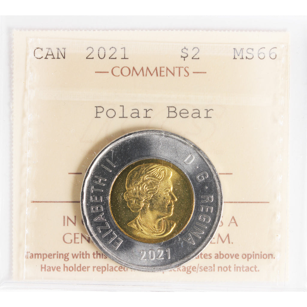 2021 Polar Bear Canada Two Dollar ICCS Certified MS66