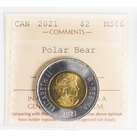 2021 Polar Bear Canada Two Dollar ICCS Certified MS-66