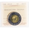 2018 Coloured Armistice Canada Two Dollar ICCS Certified MS65