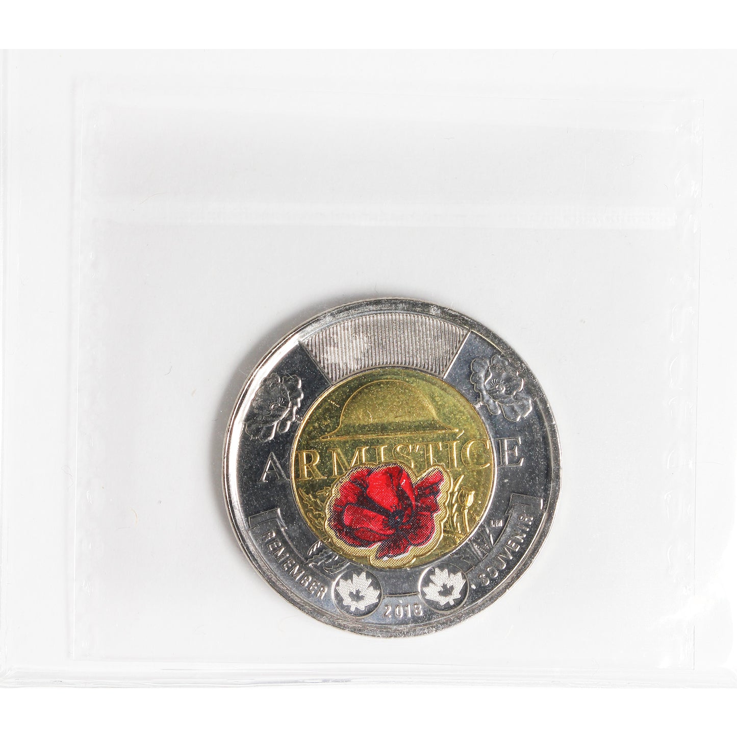 2018 Coloured Armistice Canada Two Dollar ICCS Certified MS65
