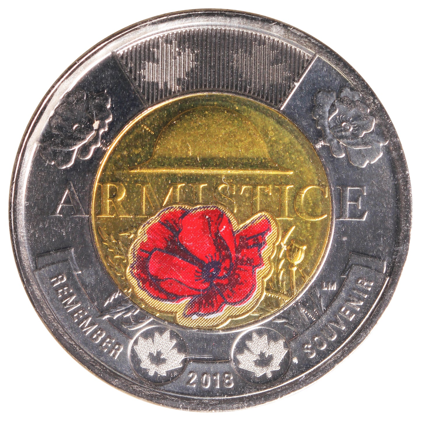 2018 Coloured Armistice Canada Two Dollar ICCS Certified MS65