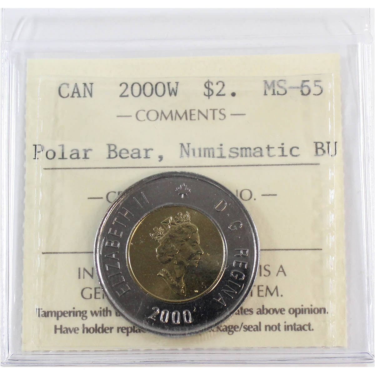 2000W Polar Bear Canada Two Dollar ICCS Certified MS65 NBU
