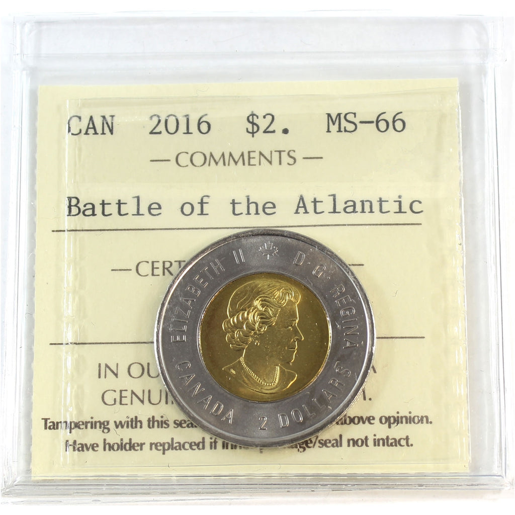 2016 Battle of the Atlantic Canada Two Dollar ICCS Certified MS66