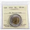 2010 16 Serrations Canada Two Dollar ICCS Certified MS64