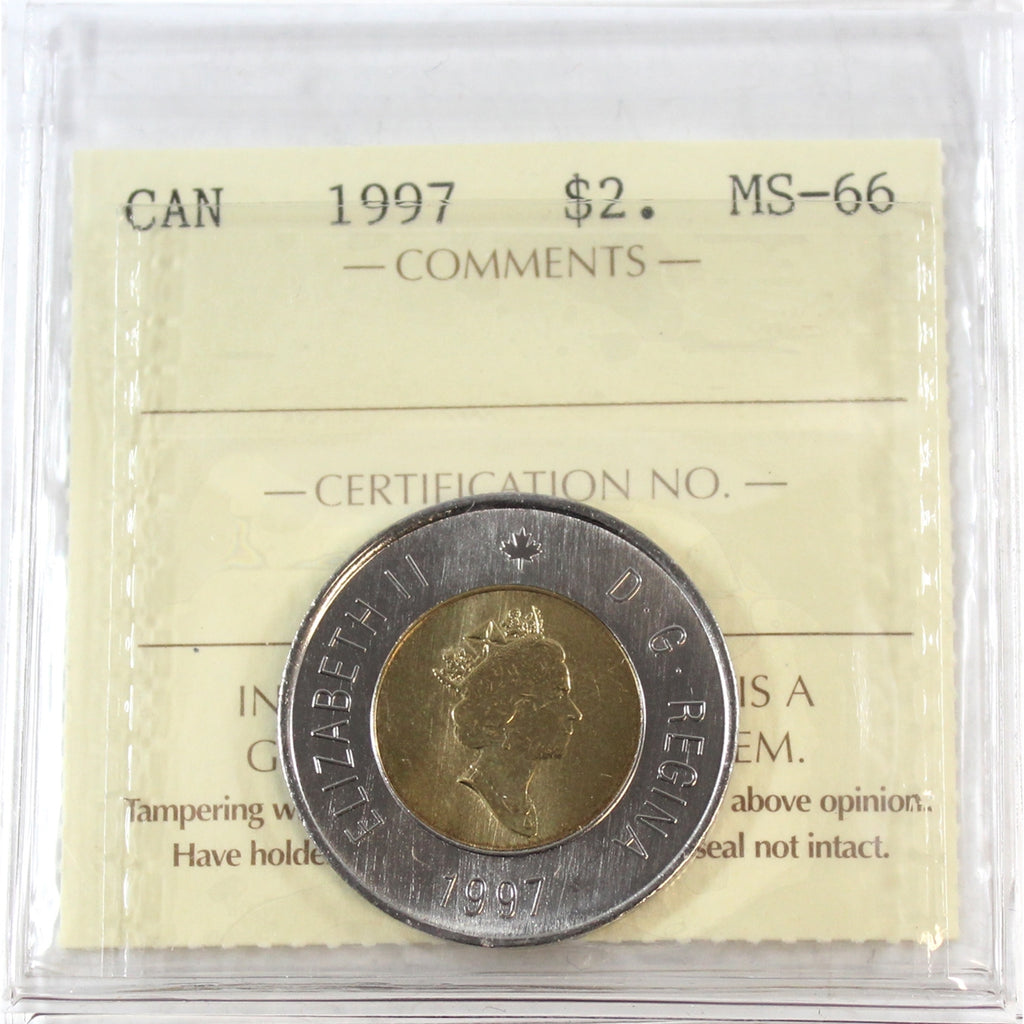 1997 Canada Two Dollar ICCS Certified MS66