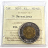 2010 14 Serrations Canada Two Dollar ICCS Certified MS65