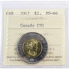 2017 Canada 150th (Dance) Two Dollar ICCS Certified MS66