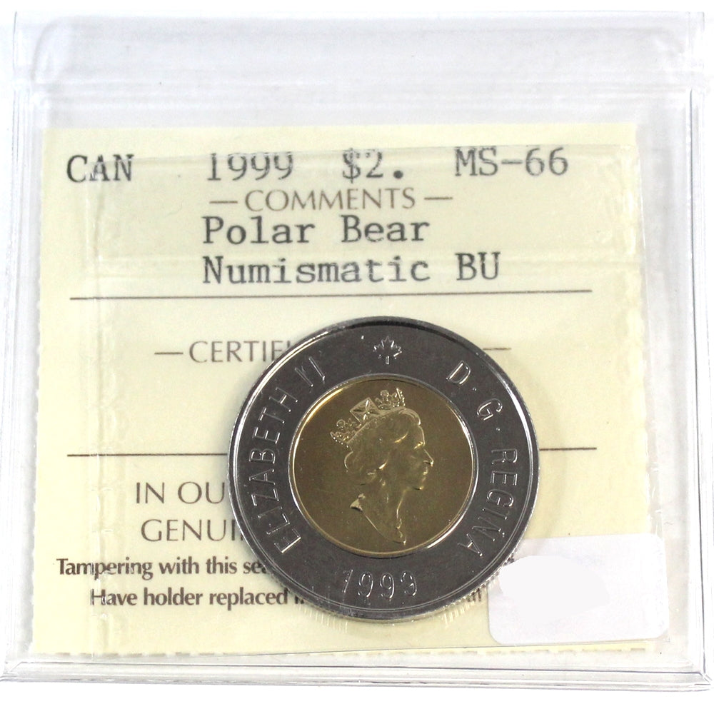 1999 Polar Bear Canada Two Dollar ICCS MS66 NBU