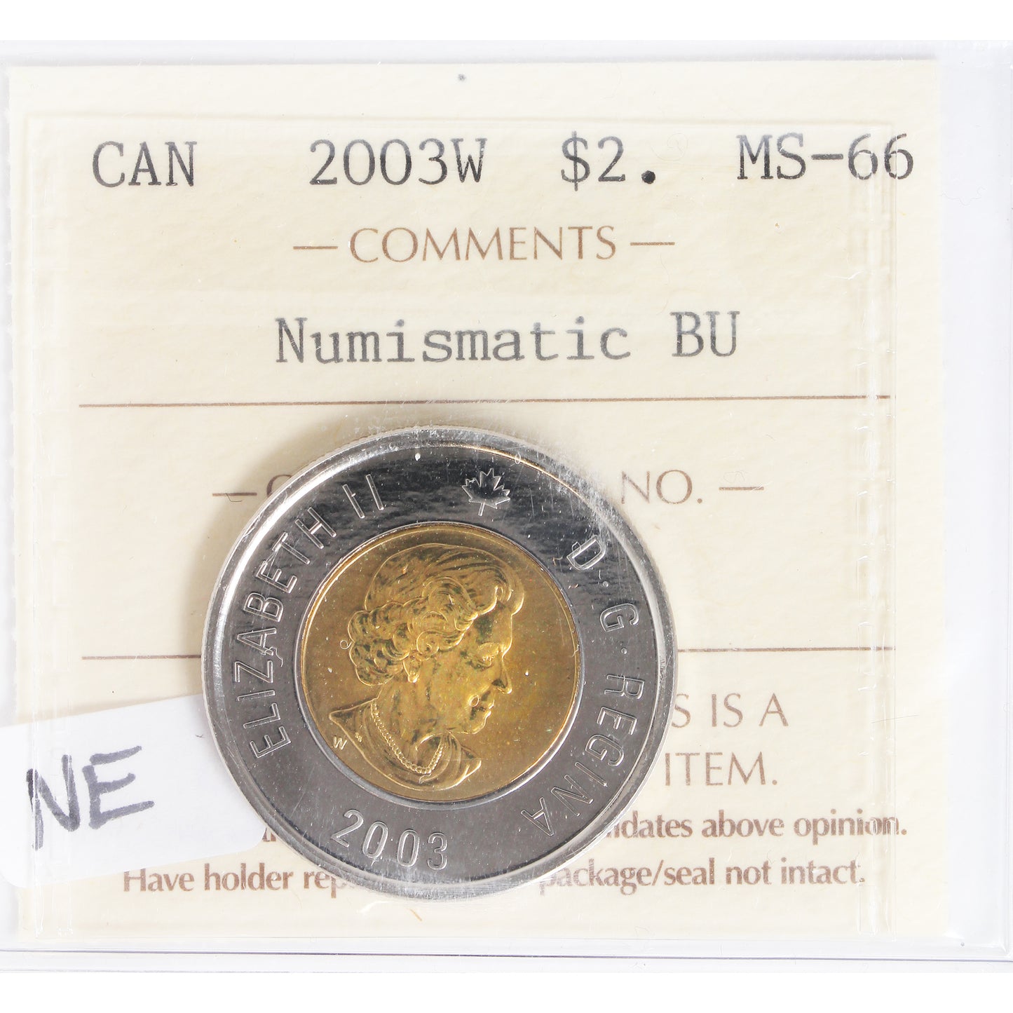2003W New Effigy Polar Bear Canada Two Dollar ICCS MS66 NBU
