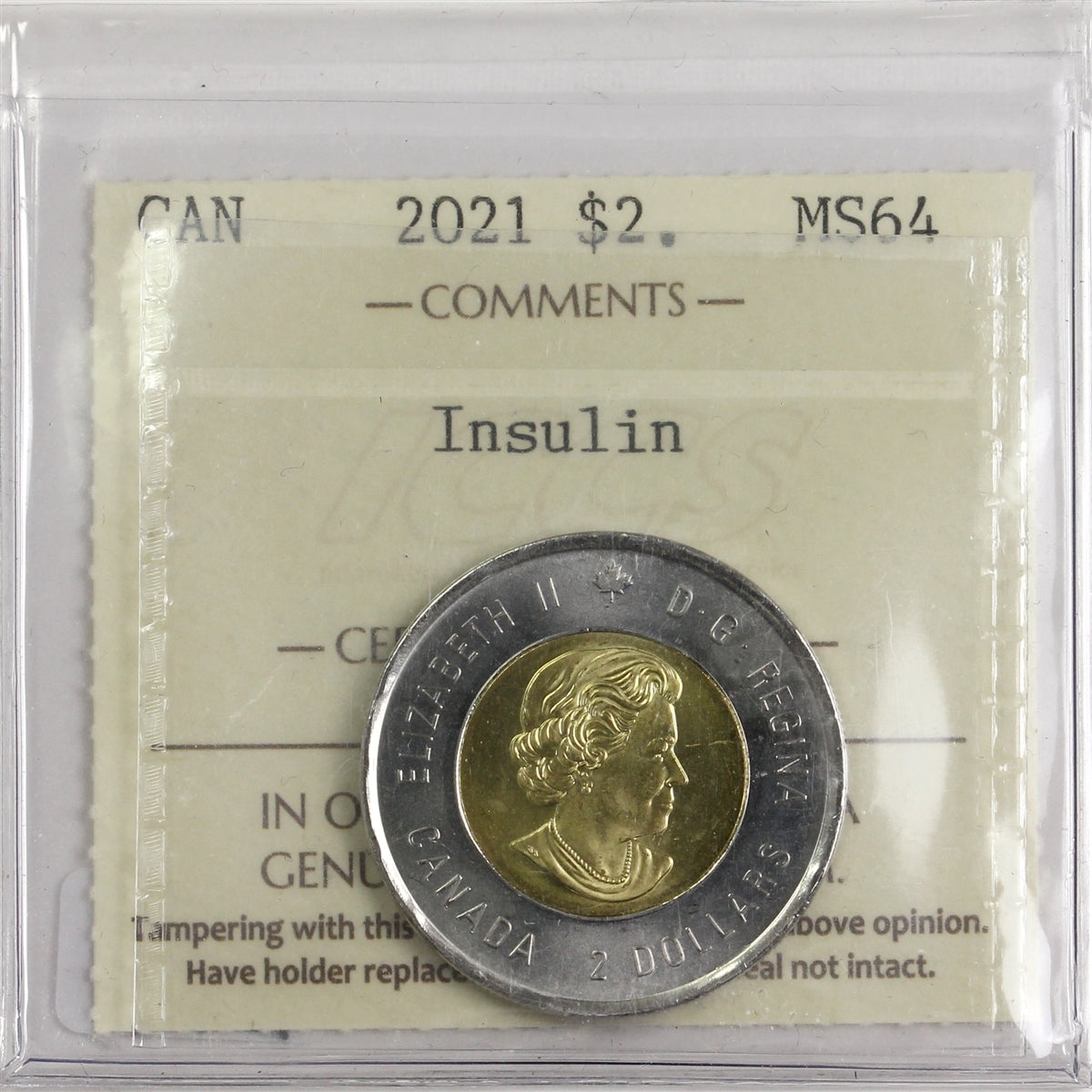 2021 Insulin Canada Two Dollar ICCS Certified MS64
