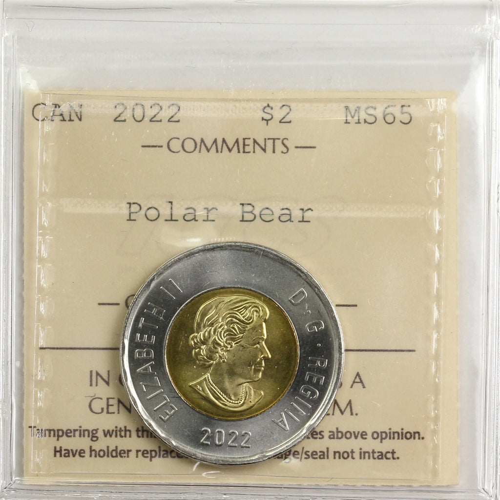 2022 Polar Bear Canada Two Dollar ICCS Certified MS65