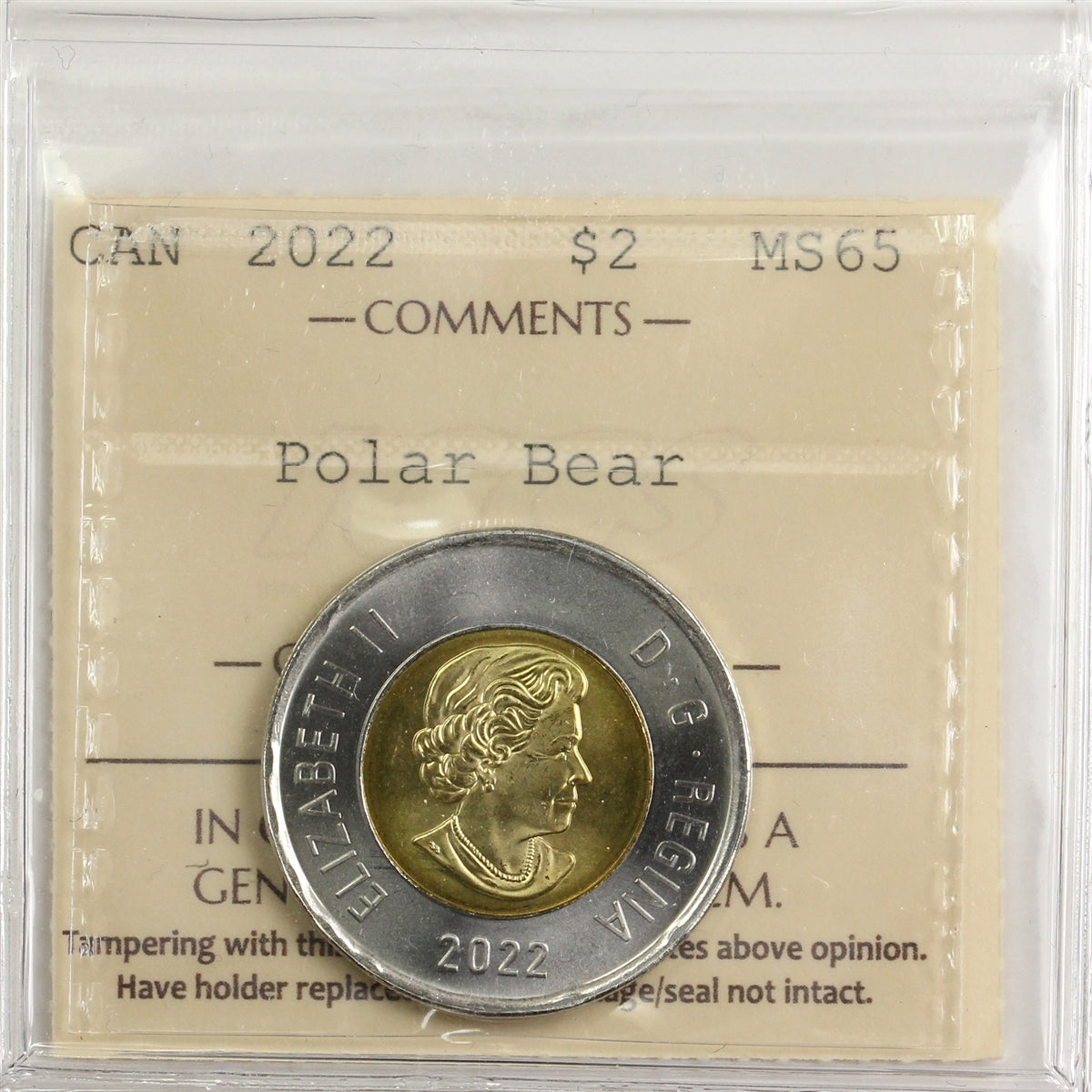 2022 Polar Bear Canada Two Dollar ICCS Certified MS65