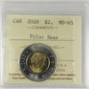 2020 Polar Bear Canada Two Dollars ICCS Certified MS65