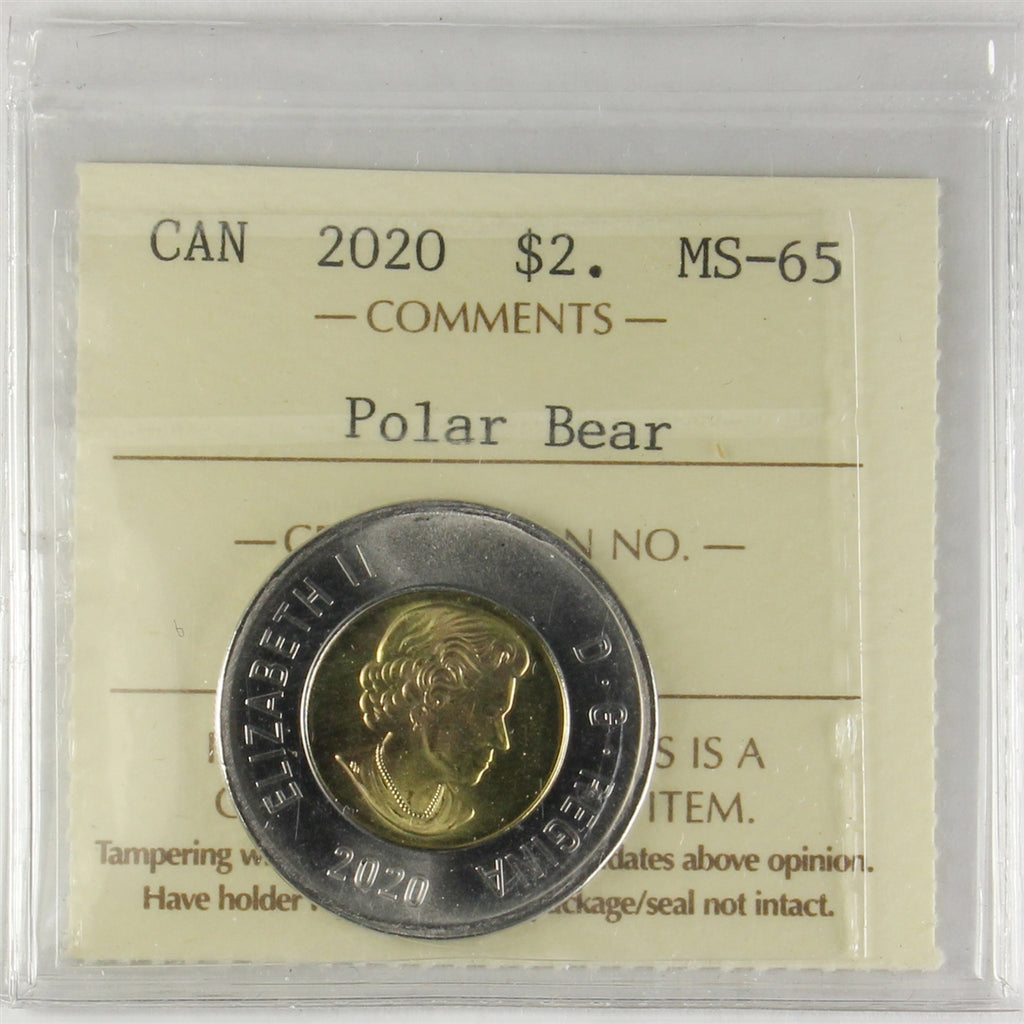 2020 Polar Bear Canada Two Dollars ICCS Certified MS65