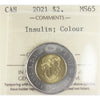 2021 Coloured Insulin Canada Two Dollar ICCS Certified MS65