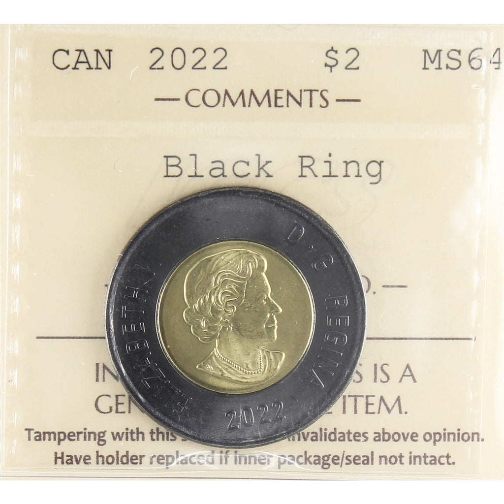 2022 Black Ring Canada Two Dollar ICCS Certified MS64