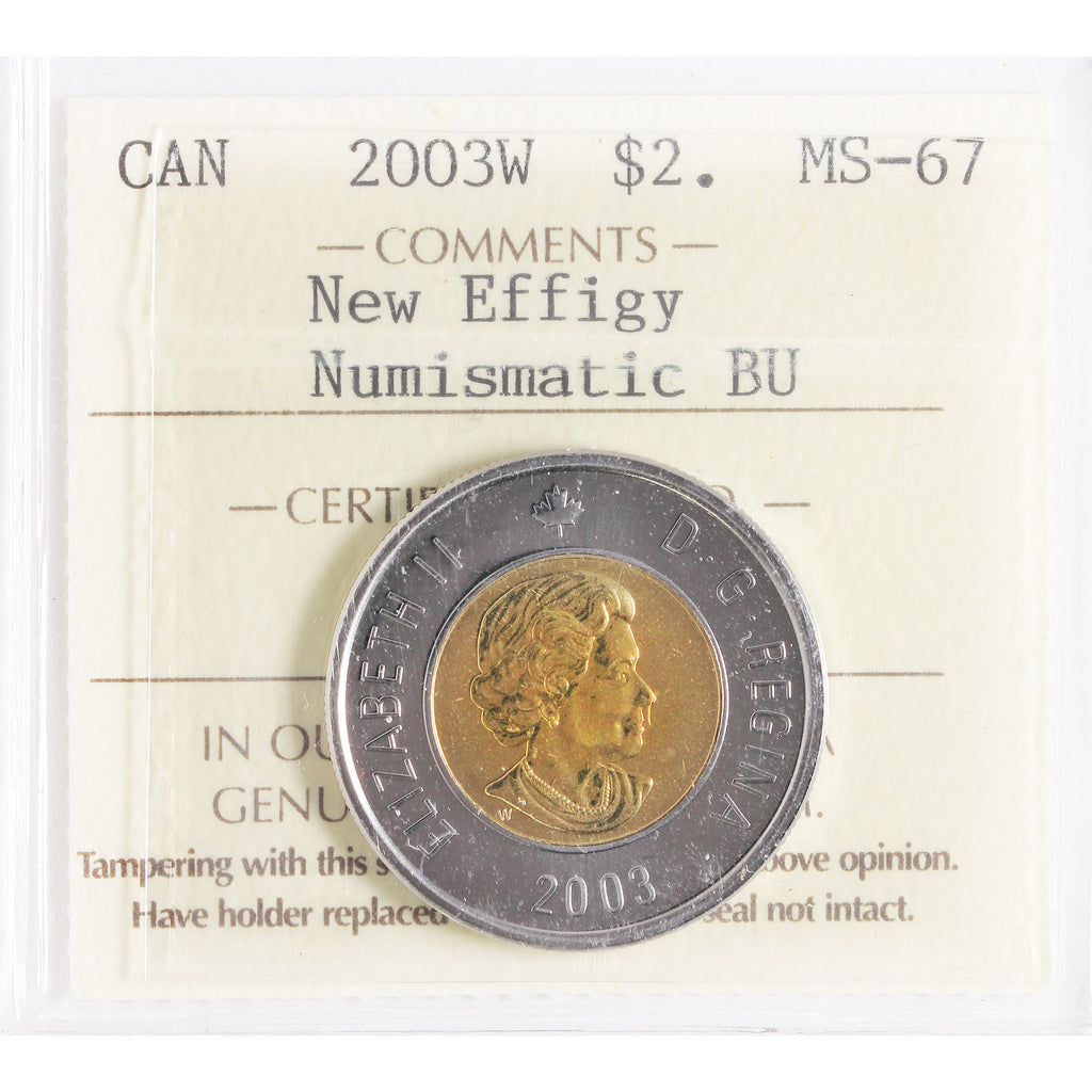 2003W New Effigy Canada Two Dollars ICCS Certified MS67 Numismatic BU
