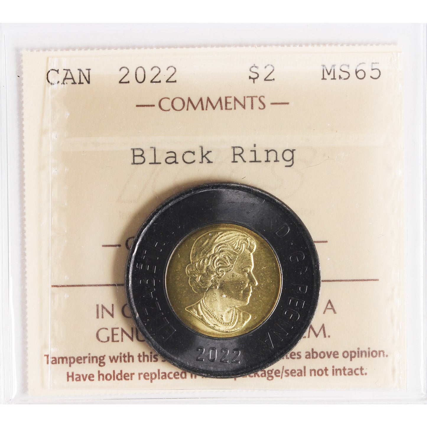 2022 Black Ring Canada Two Dollars ICCS Certified MS65