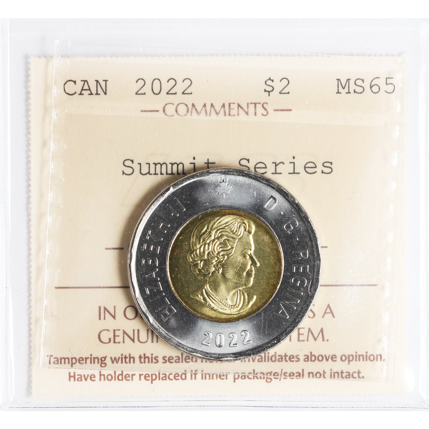 2022 Summit Series Canada Two Dollars ICCS Certified MS65