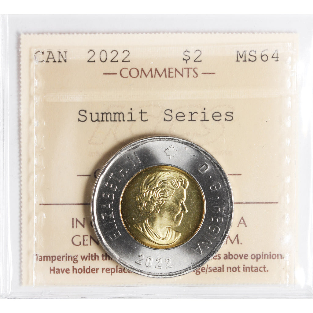 2022 Summit Series Canada Two Dollars ICCS Certified MS64
