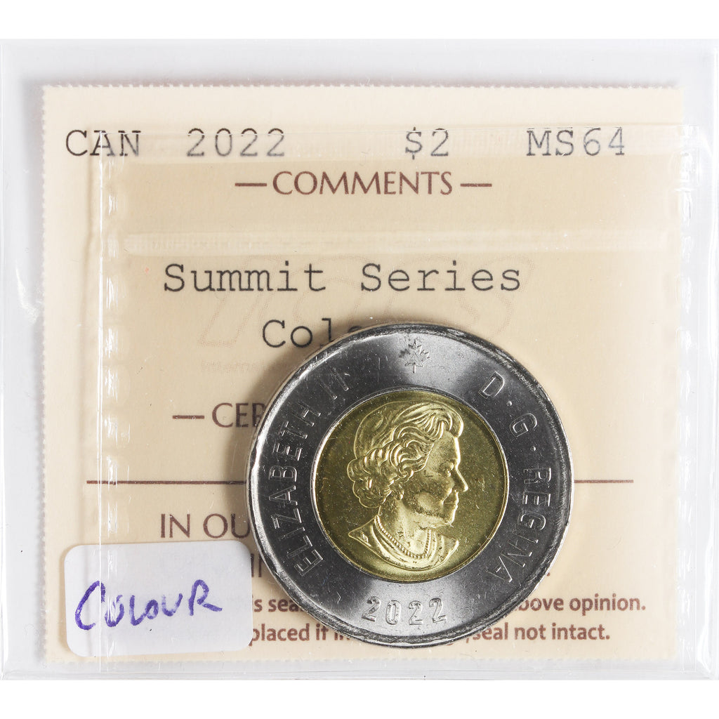 2022 Summit Series Coloured Canada Two Dollars ICCS Certified MS64