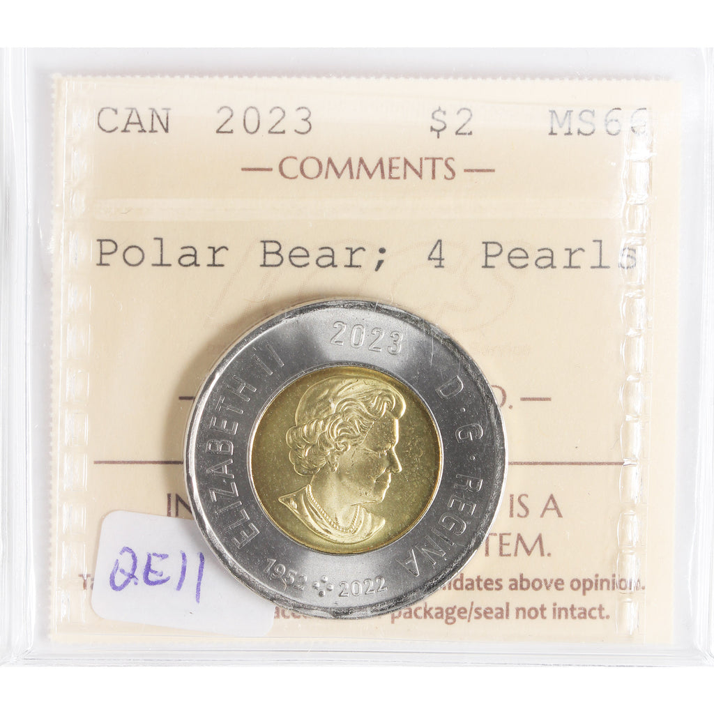 2023 QEII 4 Pearls Canada Two Dollars ICCS Certified MS66