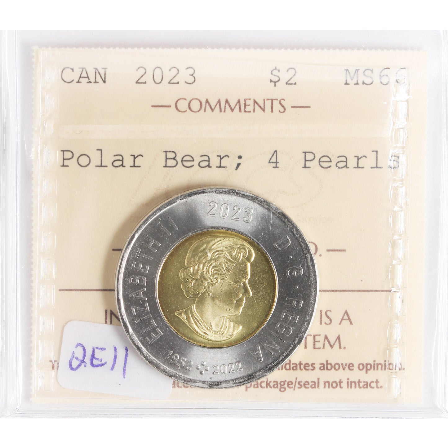 2023 QEII 4 Pearls Canada Two Dollars ICCS Certified MS66
