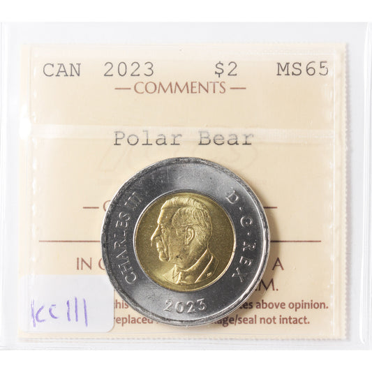 2023 KCIII Polar Bear Canada Two Dollars ICCS Certified MS65