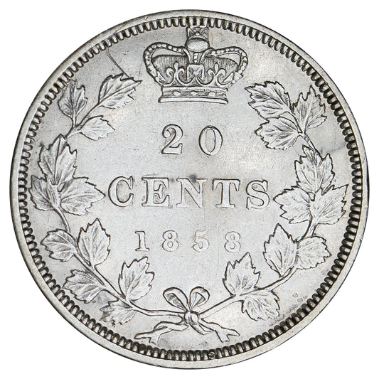 1858 Coinage Canada 20-cents Extra Fine (EF40) $