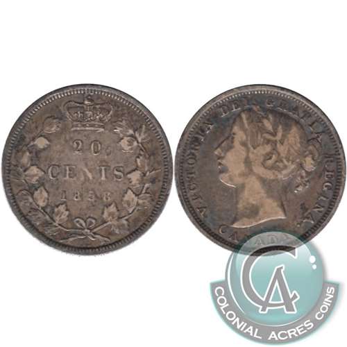 1858 Coinage Canada 20-cents F-VF (F15) $