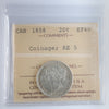 1858 Re-engraved 5, Coinage Canada 20-cents ICCS Certified EF40