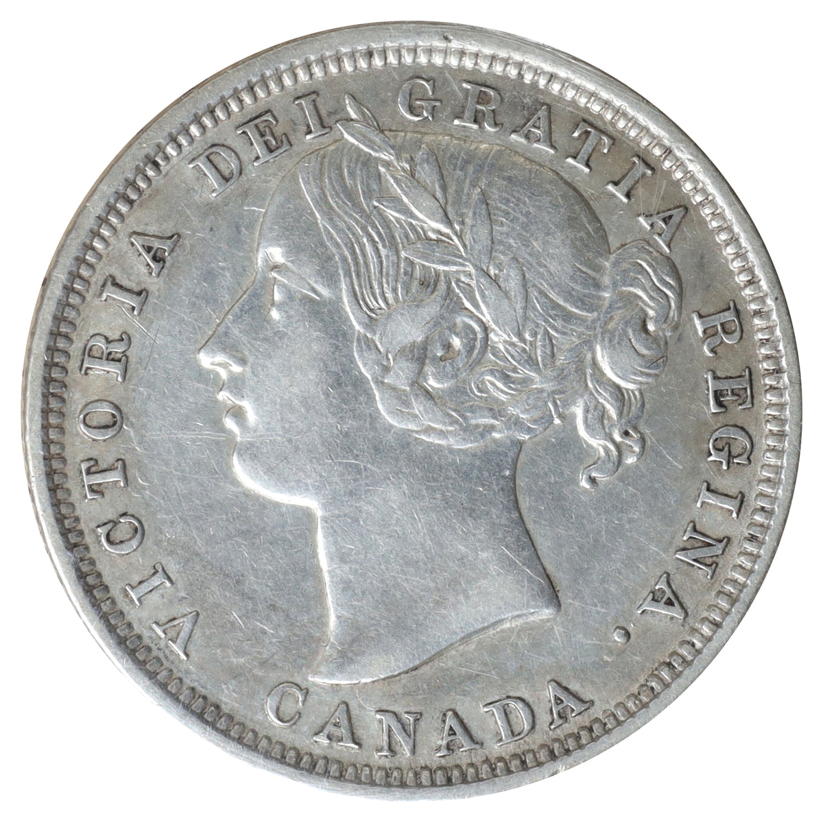 1858 Re-engraved 5, Coinage Canada 20-cents ICCS Certified EF40